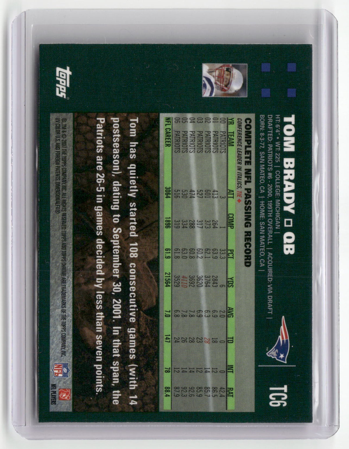 2007 Topps Chrome #TC6 Tom Brady-2