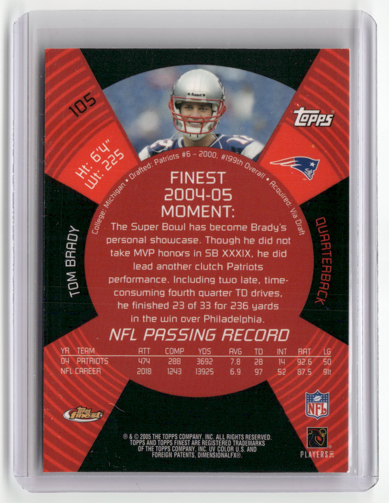 2005 Finest #105 Tom Brady-2