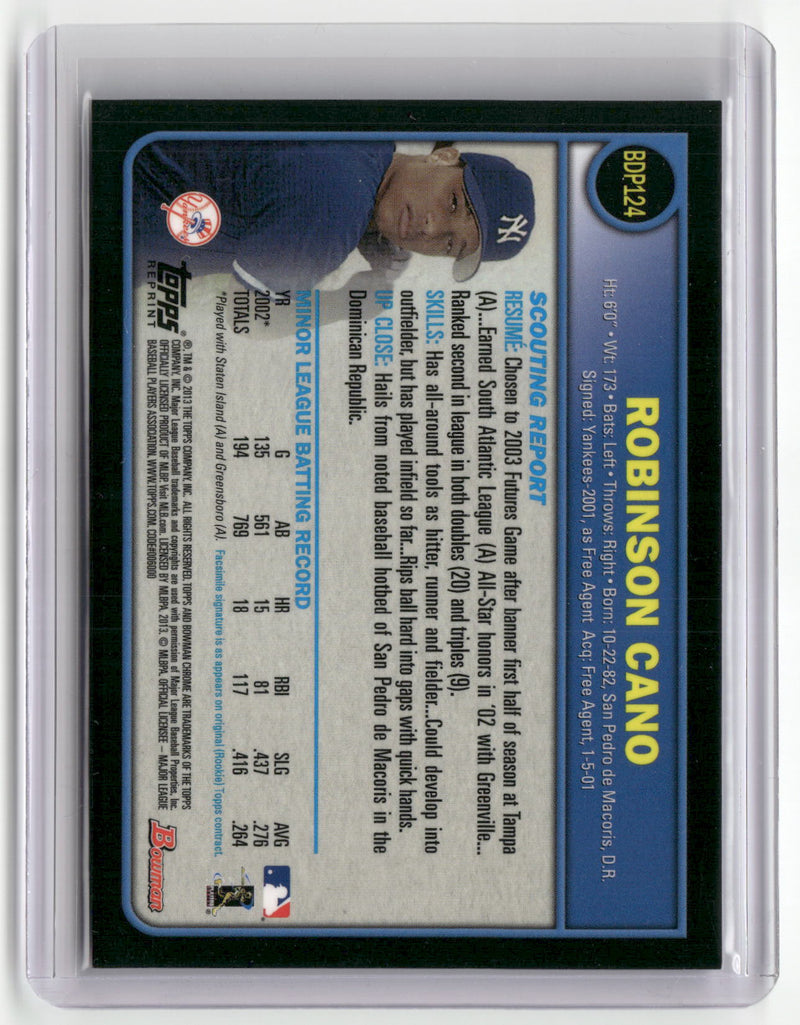 2013 Bowman Draft #BDP124 Robinson Cano Blue Sapphire Rookie Reprint Refractors-2