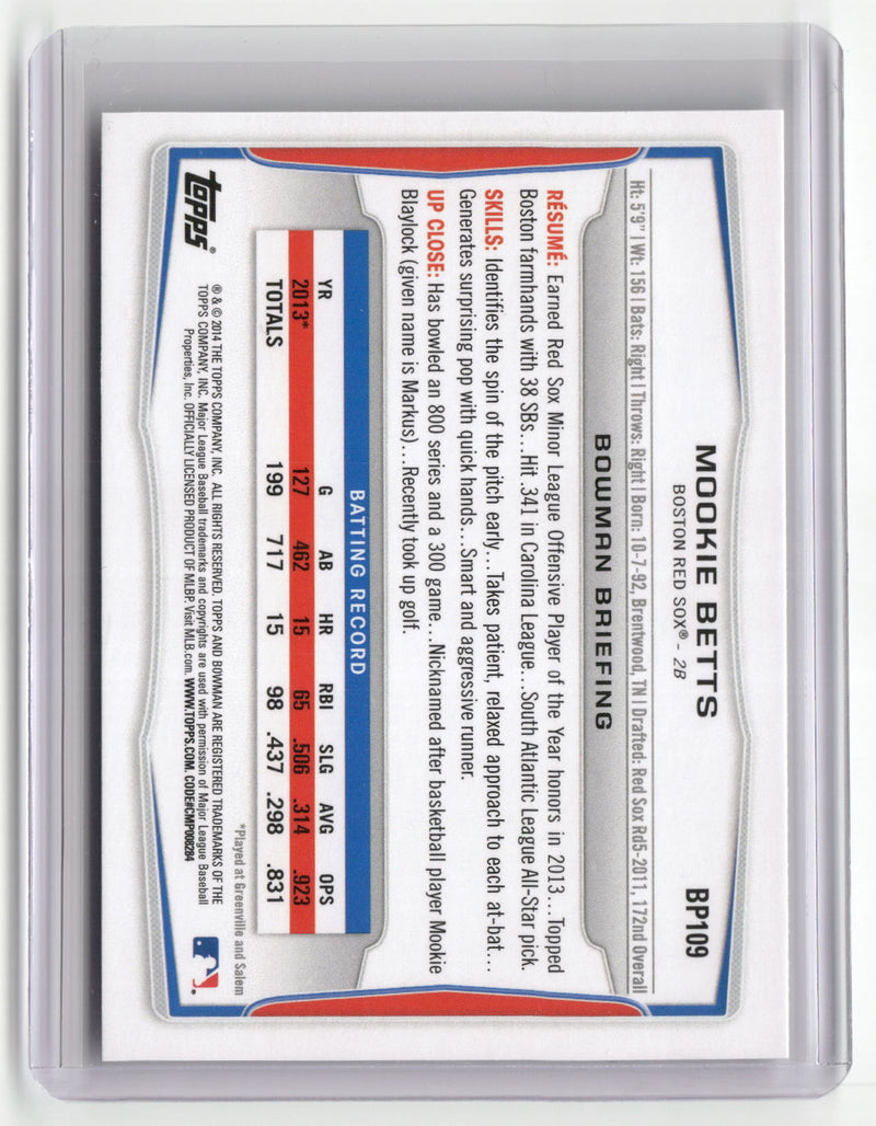 2014 Bowman #BP109 Mookie Betts Prospects-2