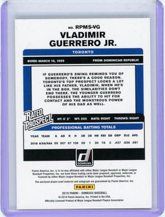 2019 Donruss #RPMS-VG Vladimir Guerrero Jr. Auto Material Signatures Black #/10-2