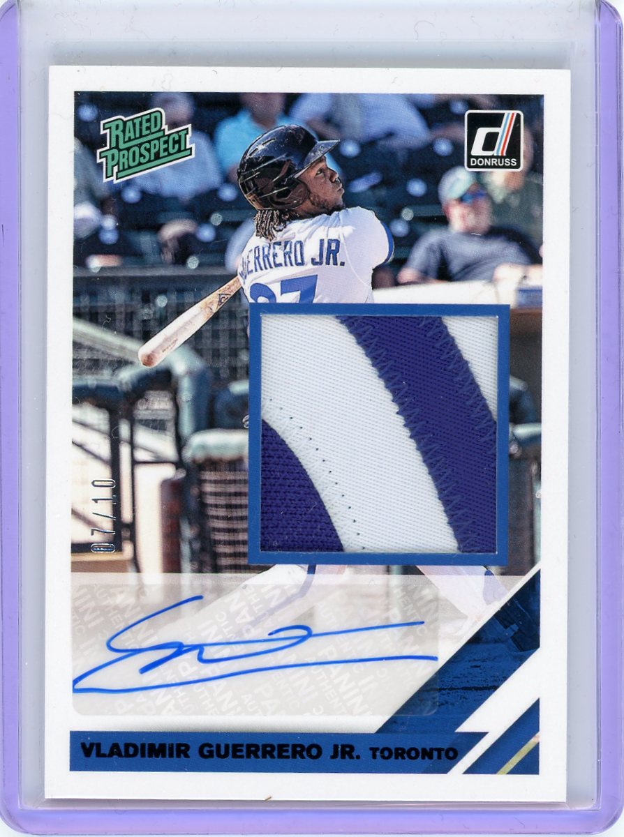 2019 Donruss #RPMS-VG Vladimir Guerrero Jr. Auto Material Signatures Black #/10