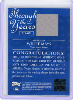 2002 Topps American Pie America #TTY-WM Willie Mays Through the Year Relics-2