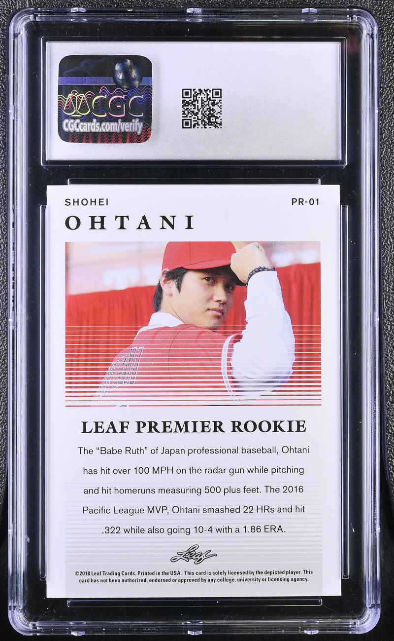 2018 Premier Rookie #PR-01 Shohei Ohtani CGC 10-2