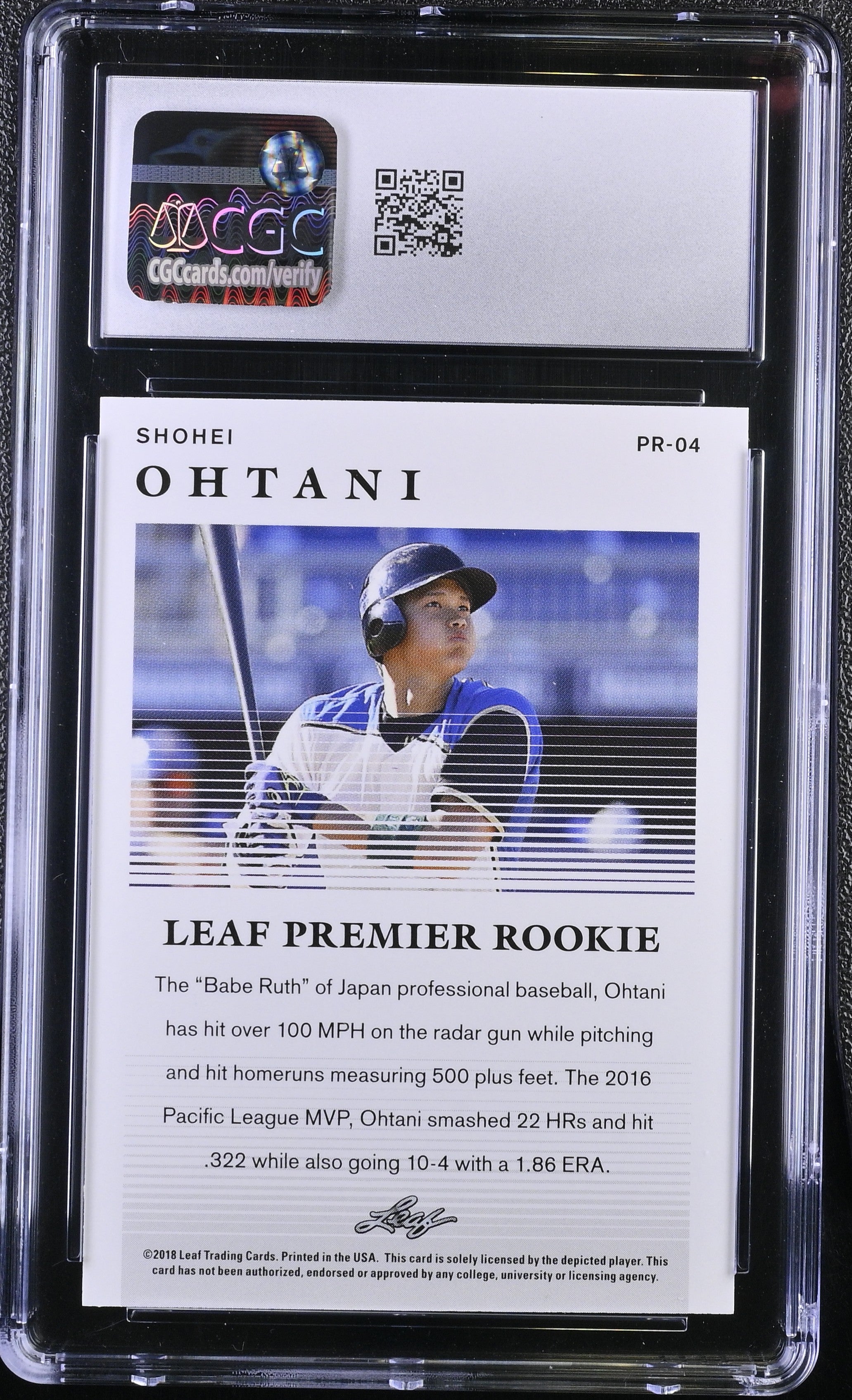 2018 Premier Rookie #PR-04 Shohei Ohtani CGC 10-2