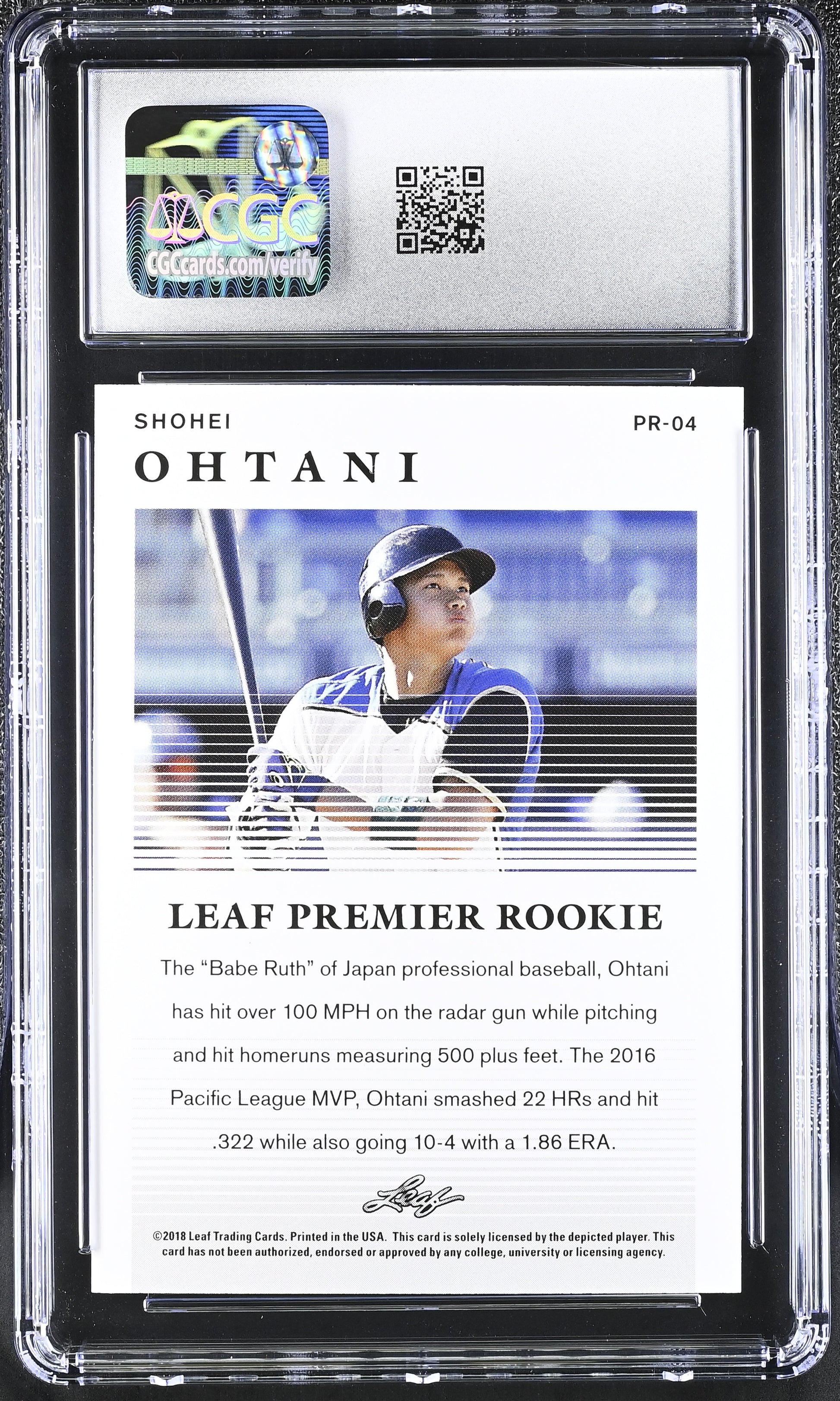 2018 Premier Rookie #PR-04 Shohei Ohtani CGC 9.5-2