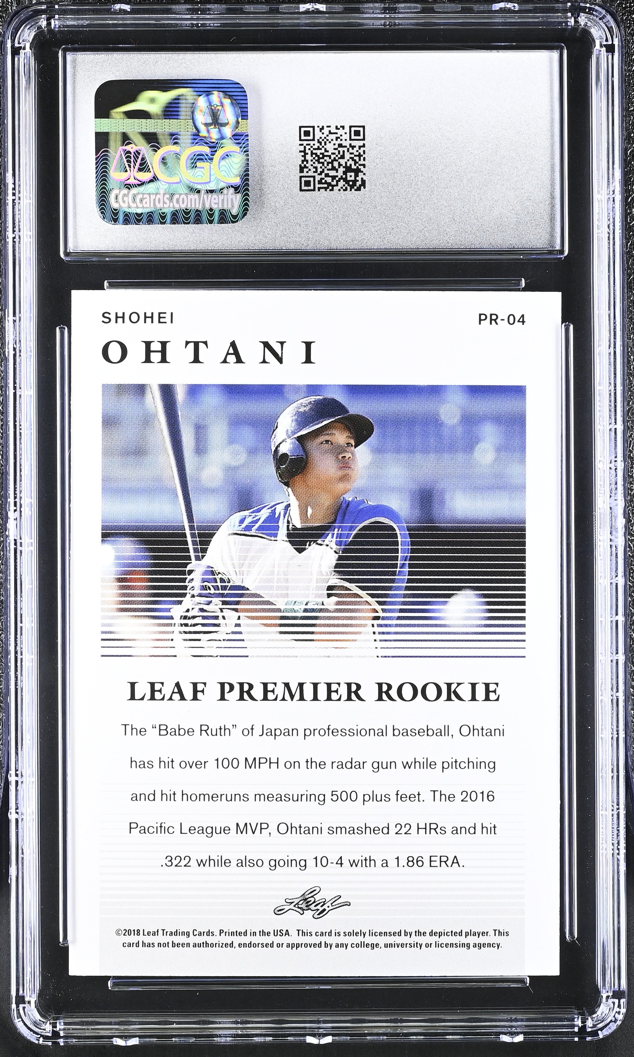 2018 Premier Rookie #PR-04 Shohei Ohtani CGC 9.5-2