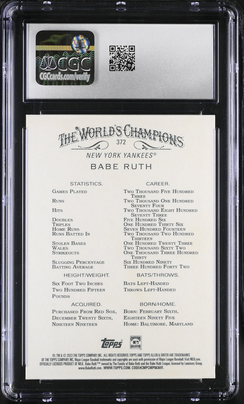 2023 Allen & Ginter #372 Babe Ruth CGC 10-2