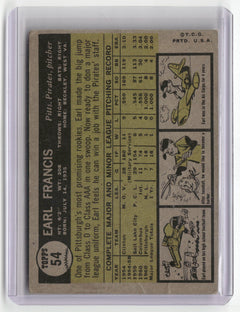 1961 Topps #54 Earl Francis (VG Condition, Check Scans)-2