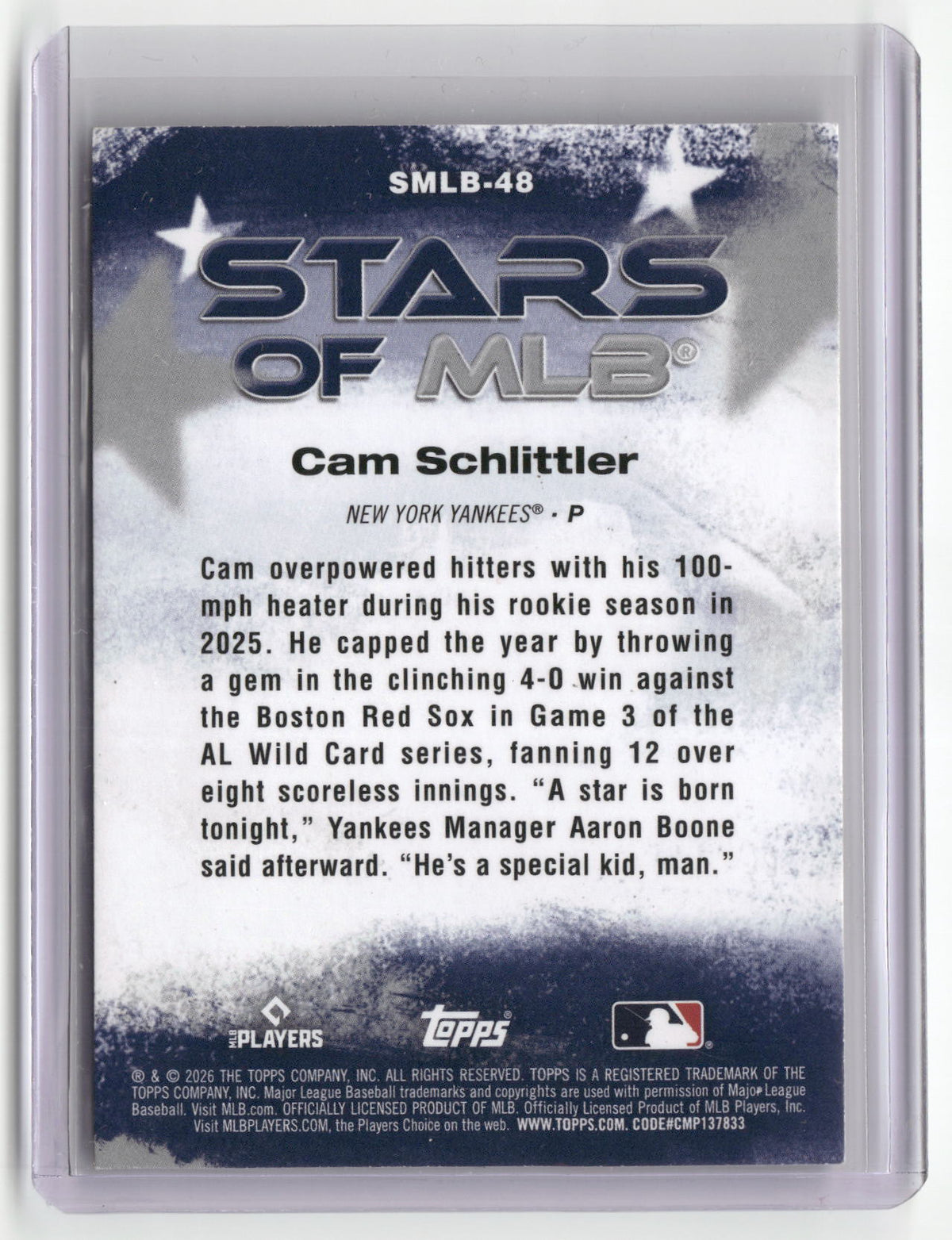 2026 Topps #SMLB-48 Cam Schlittler Stars of MLB-2