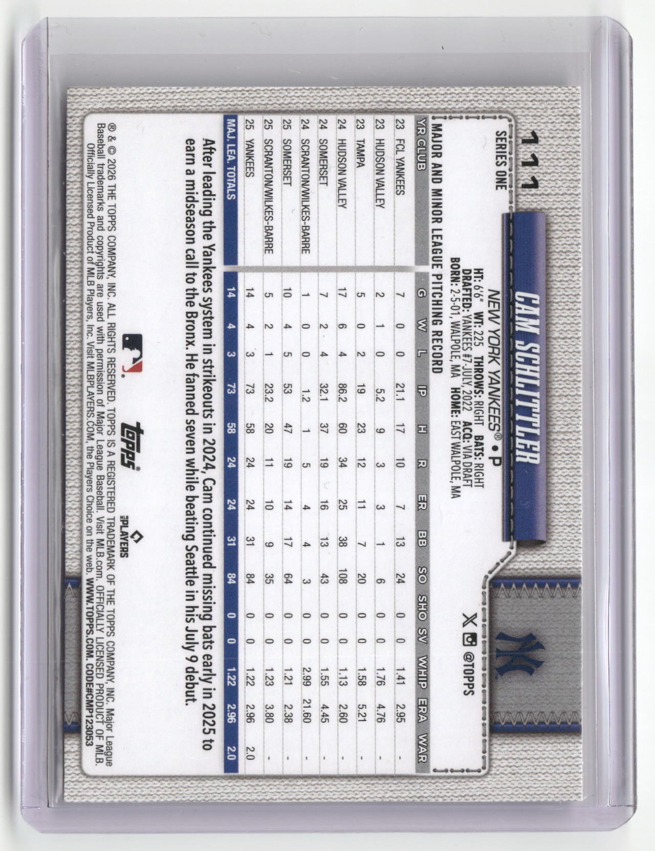 2026 Topps #111 Cam Schlittler-2