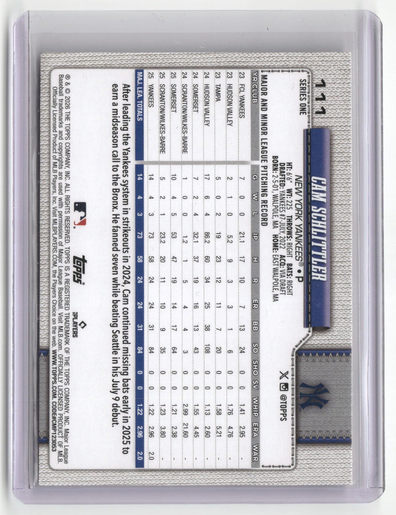 2026 Topps #111 Cam Schlittler-2