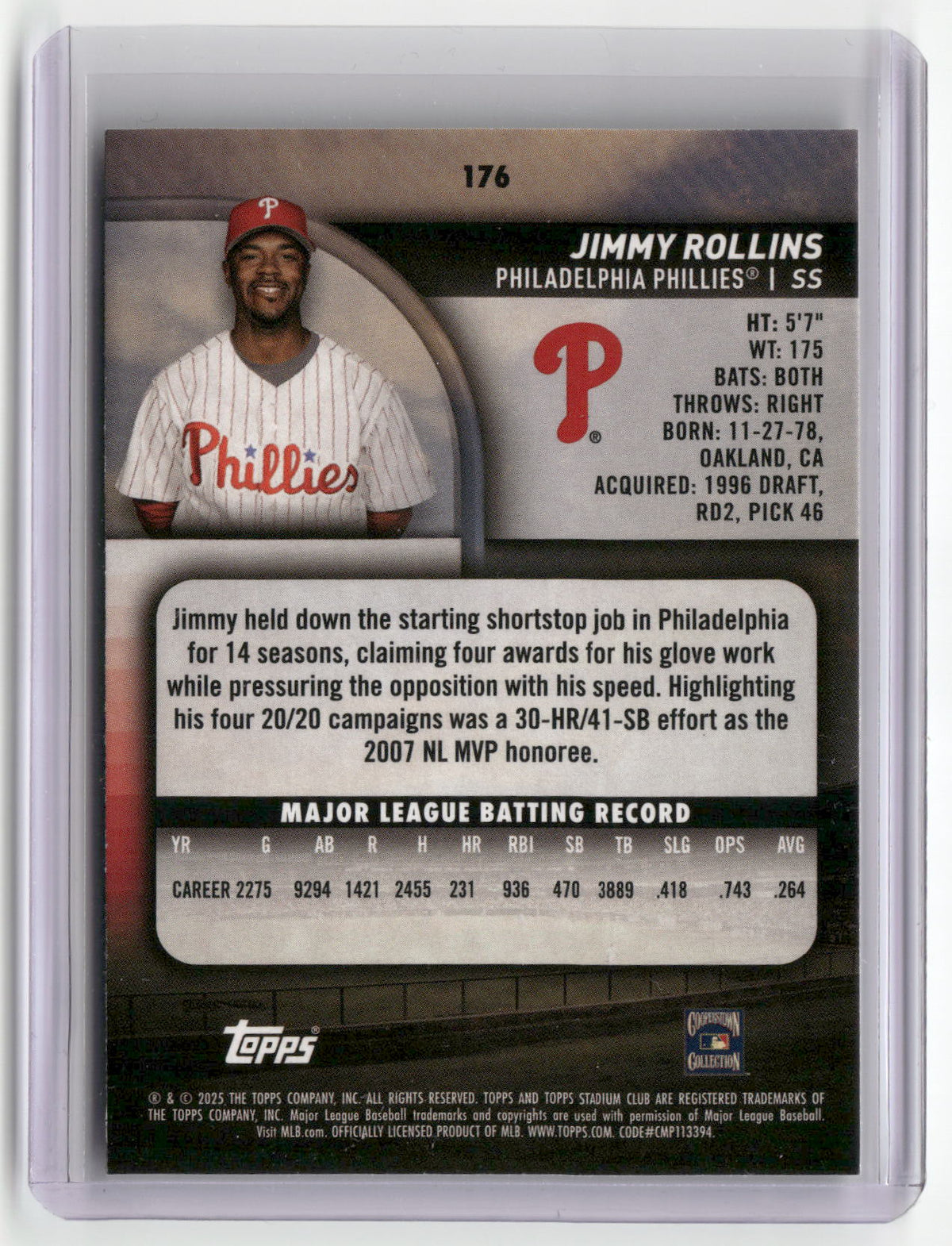 2025 Stadium Club #176 Jimmy Rollins Lime Green-2