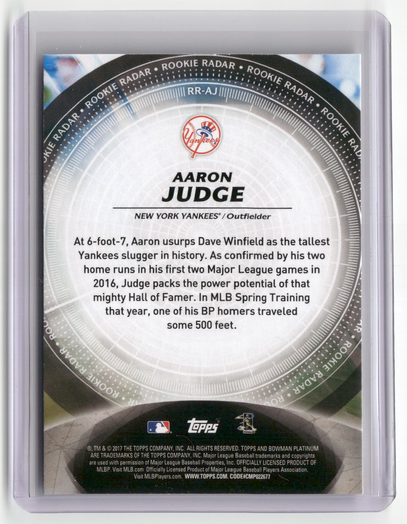 2017 Bowman Platinum #RR-AJ Aaron Judge Rookie Radar-2
