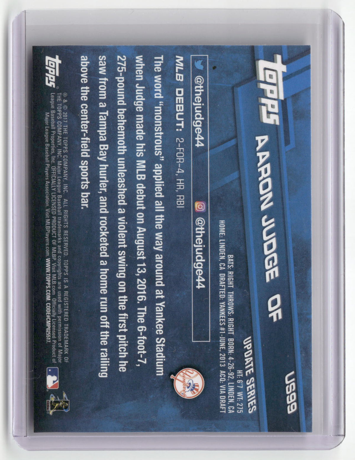 2017 Topps Update #US99 Aaron Judge-2