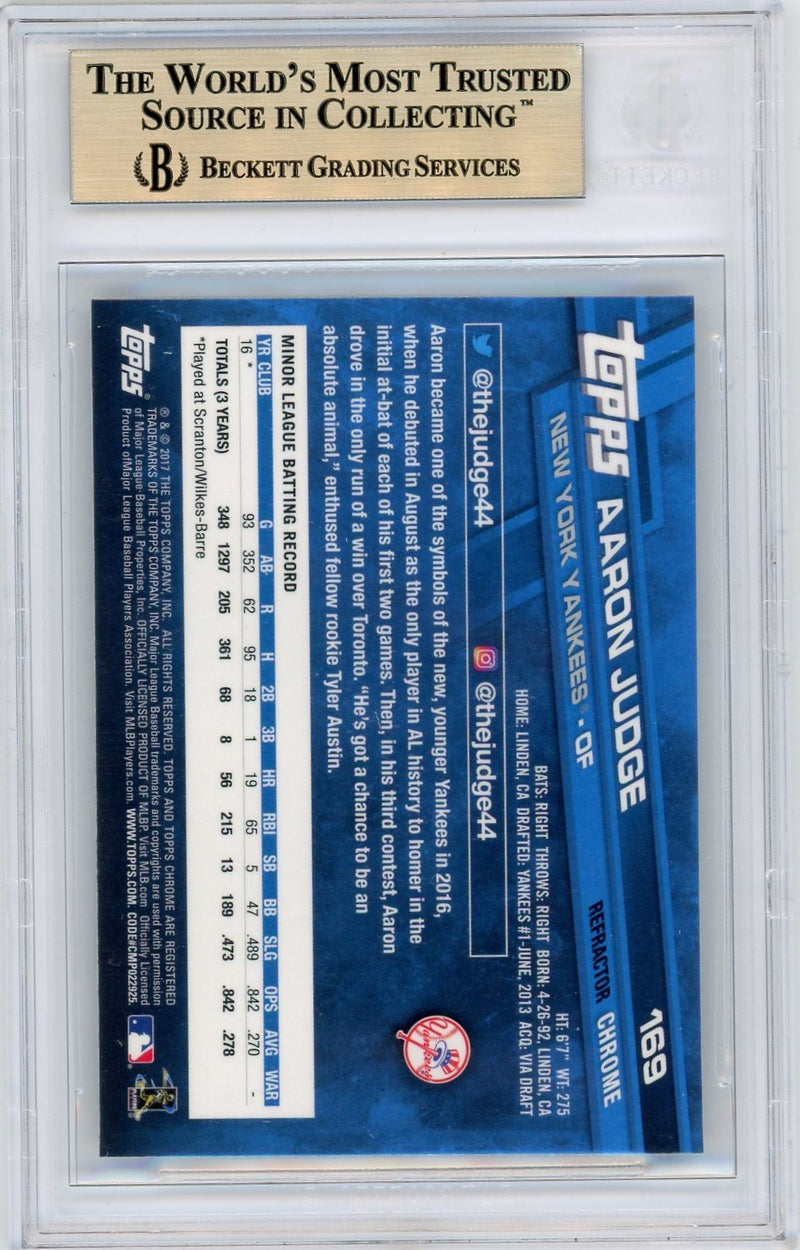 2017 Topps Chrome #169 Aaron Judge Refractor BGS 9.5-2