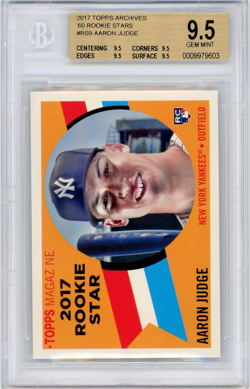 2017 Topps Archives #RS-9 Aaron Judge 1960 Magazine 2017 Rookie Star BGS 9.5