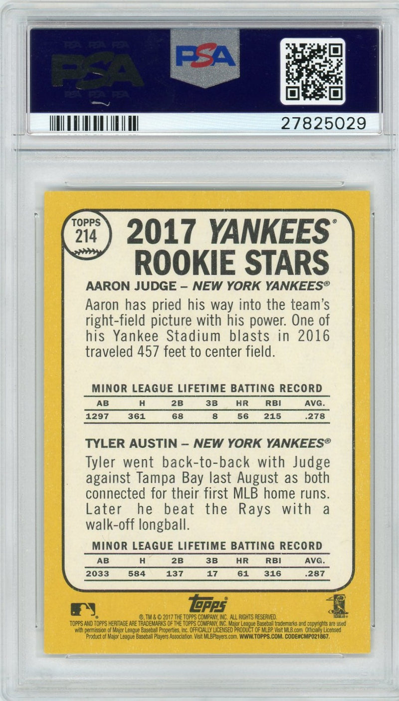 2017 Topps Heritage #214 A.Judge/T.Austin PSA 10-2