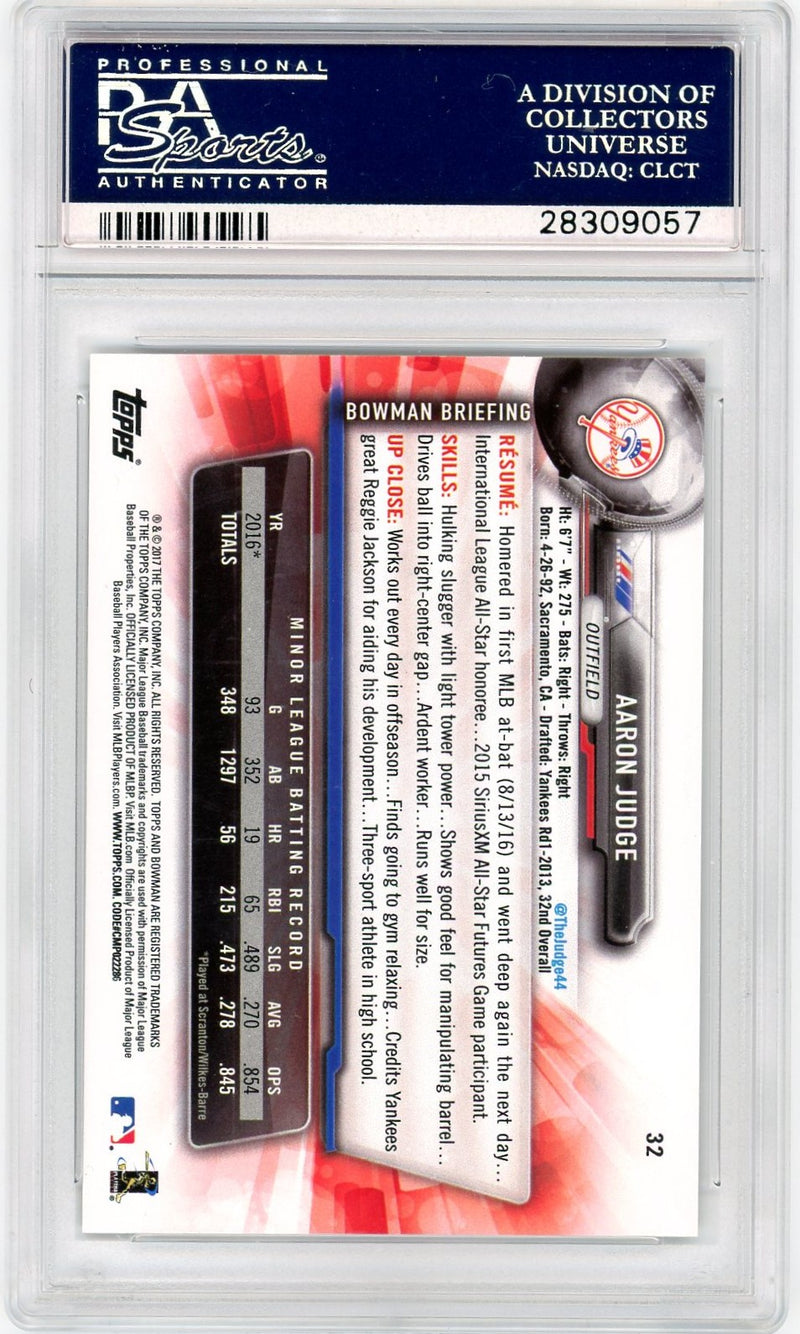 2017 Bowman #32 Aaron Judge PSA 10-2