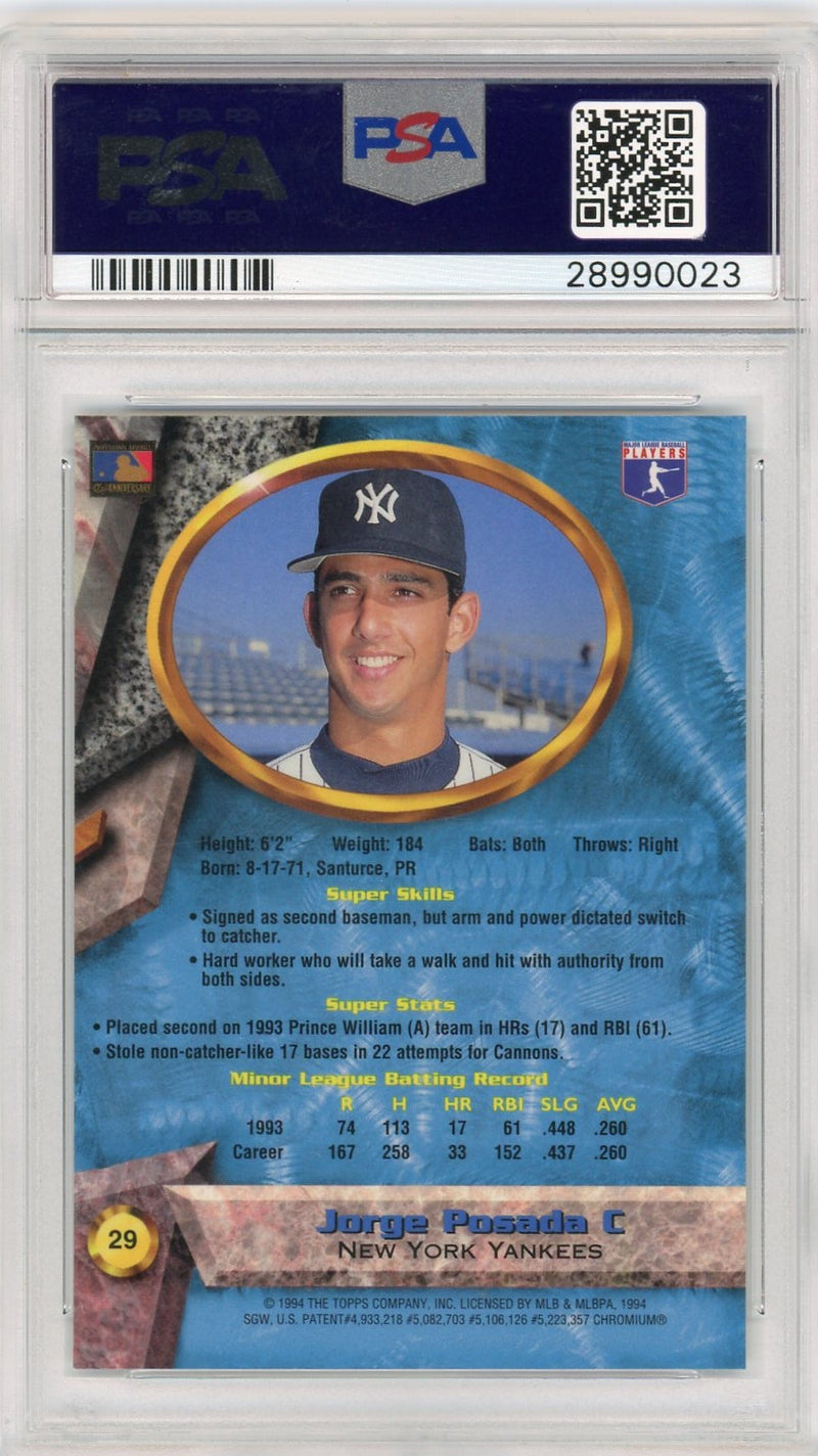 1994 Bowman's Best #29 Jorge Posada PSA 9-2
