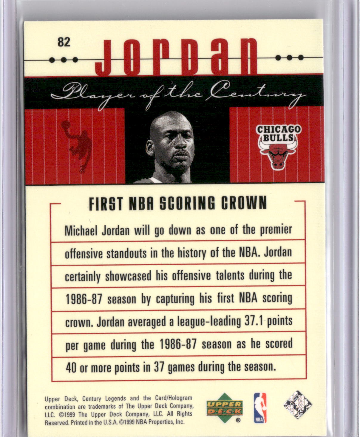 1998-99 Upper Deck Century Legends #82 Michael Jordan Century Collection #/100-2
