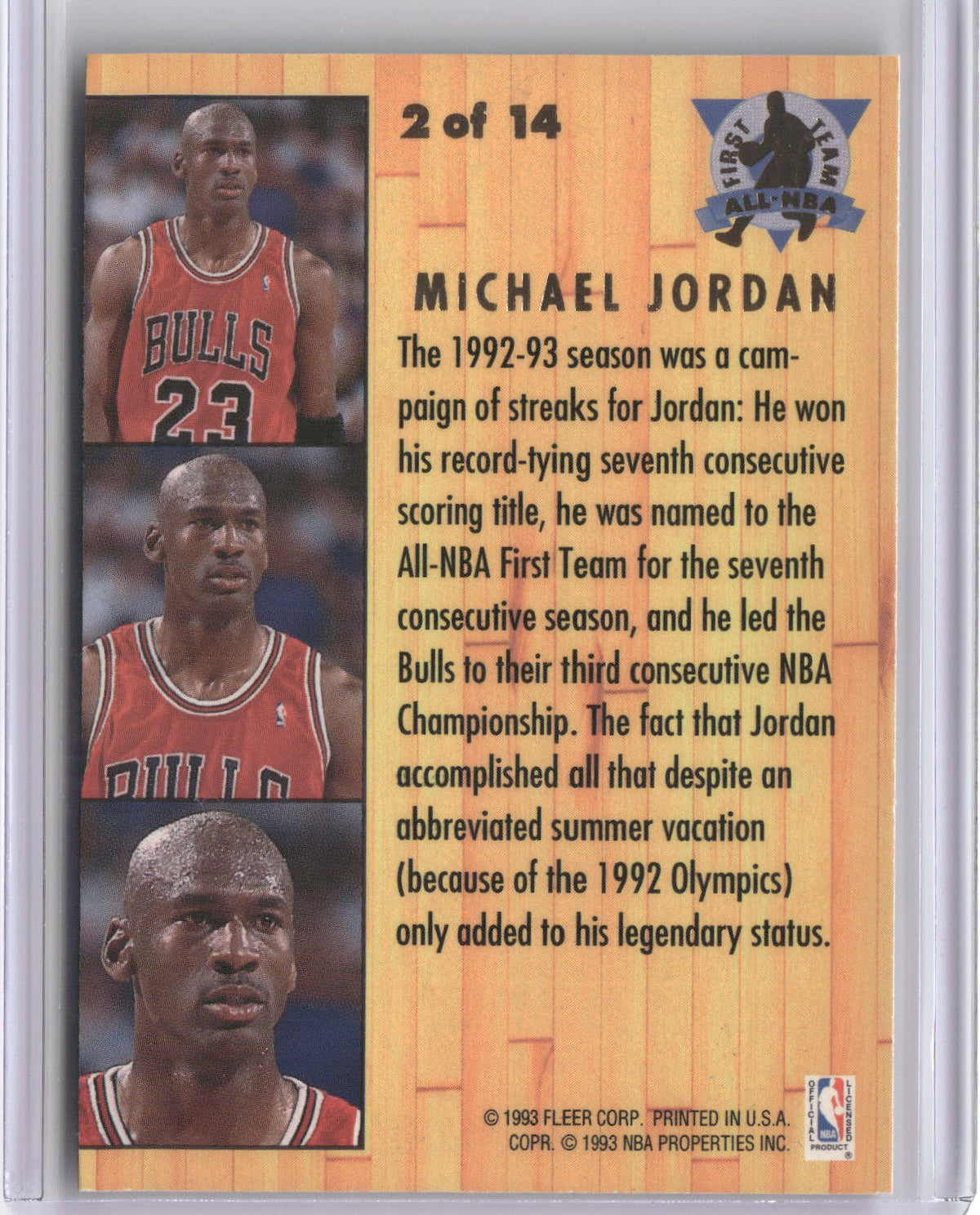 1993-94 Ultra #2 Michael Jordan All-NBA (EX Check Scans)