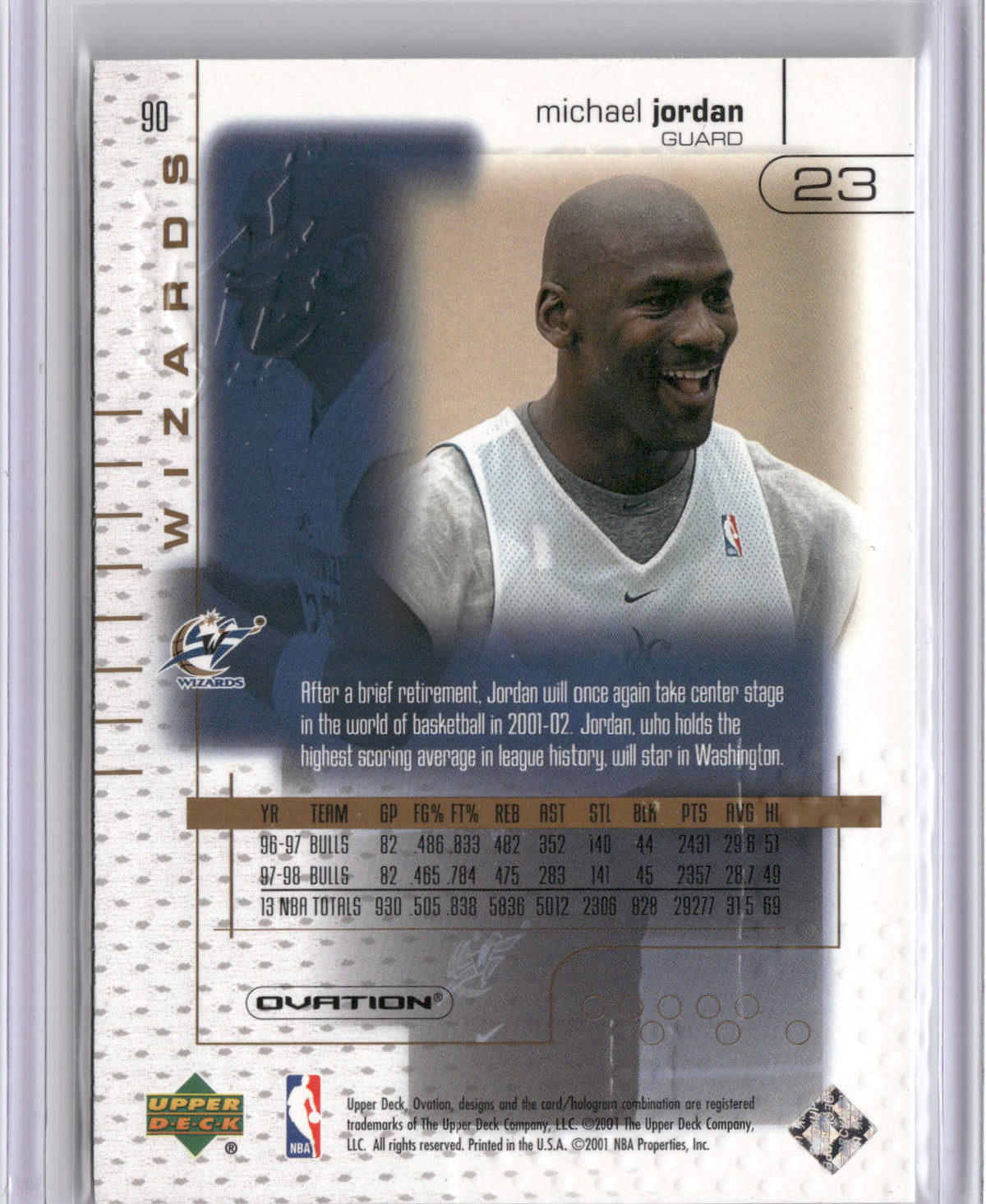 2001-02 Upper Deck Ovation #90 Michael Jordan