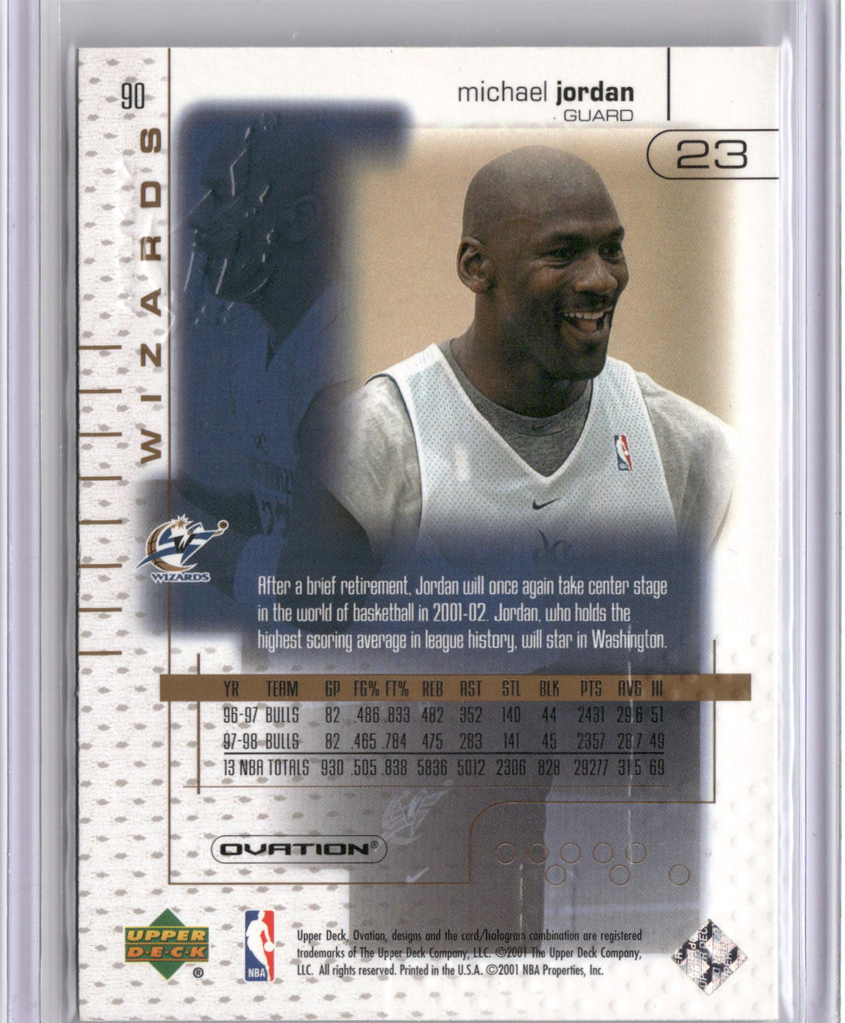 2001-02 Upper Deck Ovation #90 Michael Jordan