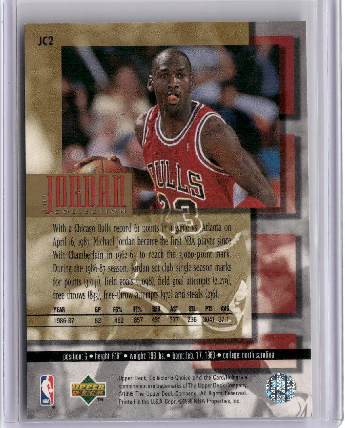 1995-96 Upper Deck The Jordan Collection 3x5 #JC2 Michael Jordan-2