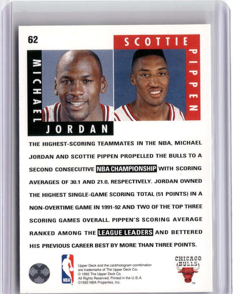 1992-93 Upper Deck #62 Michael Jordan / Scottie Pippen-2
