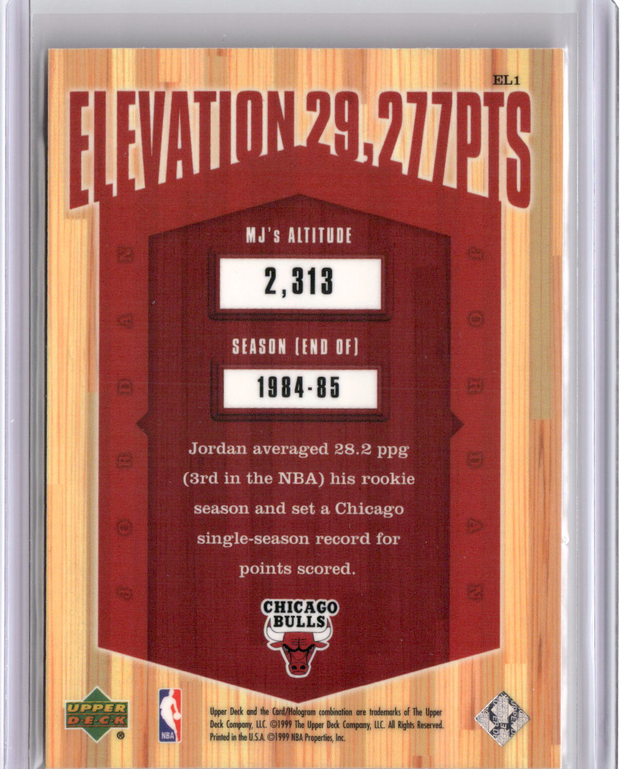 1999 Upper Deck Michael Jordan Athlete of the Century #EL1 Elevation-2