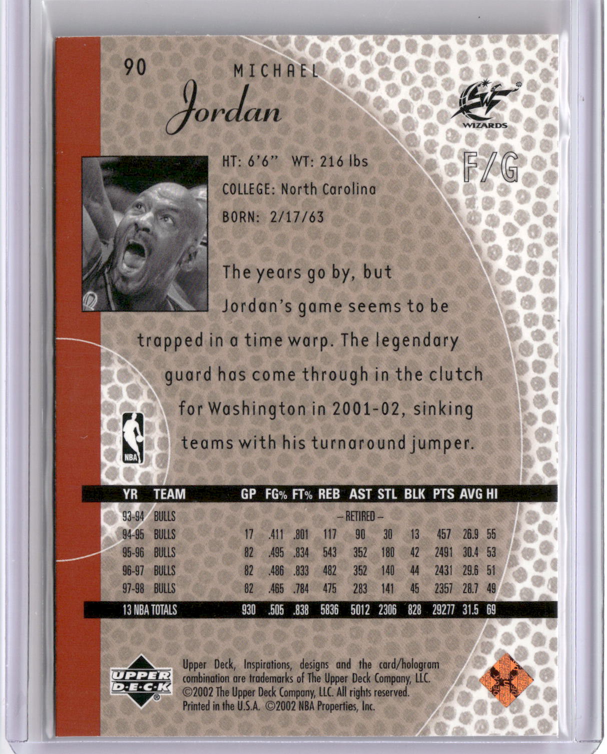 2001-02 Upper Deck Inspirations #90 Michael Jordan-2
