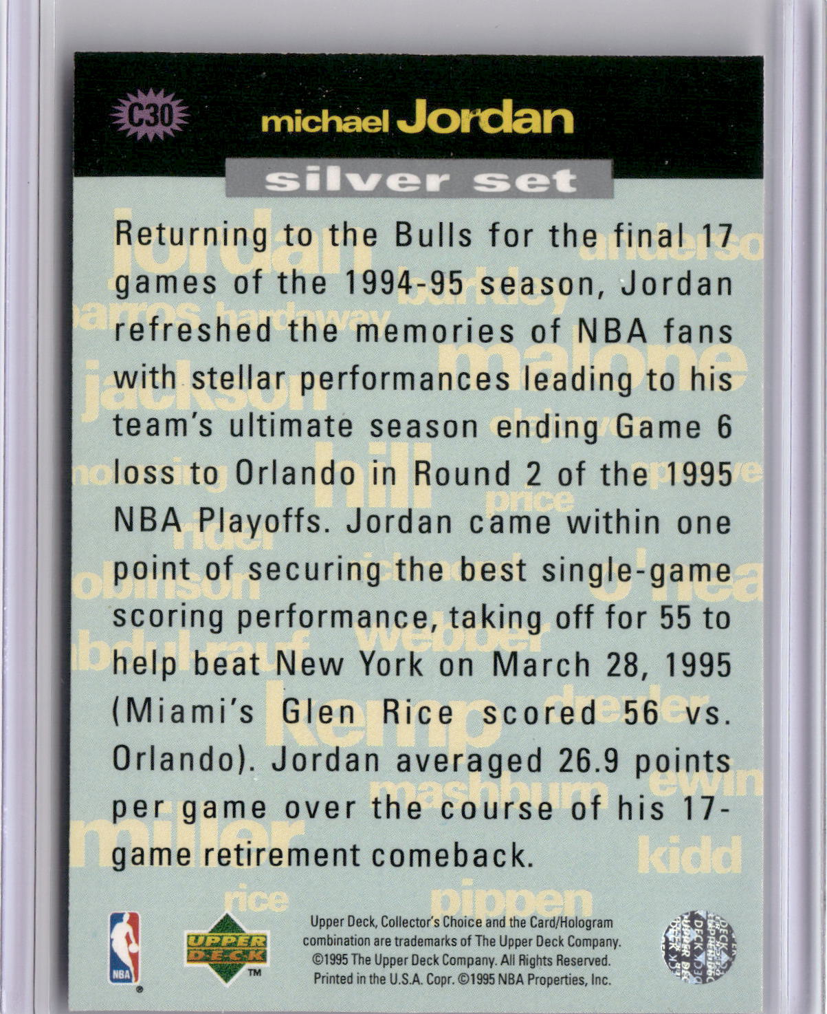 1995-96 Collector's Choice #C30 Michael Jordan Exchange: Scoring-2