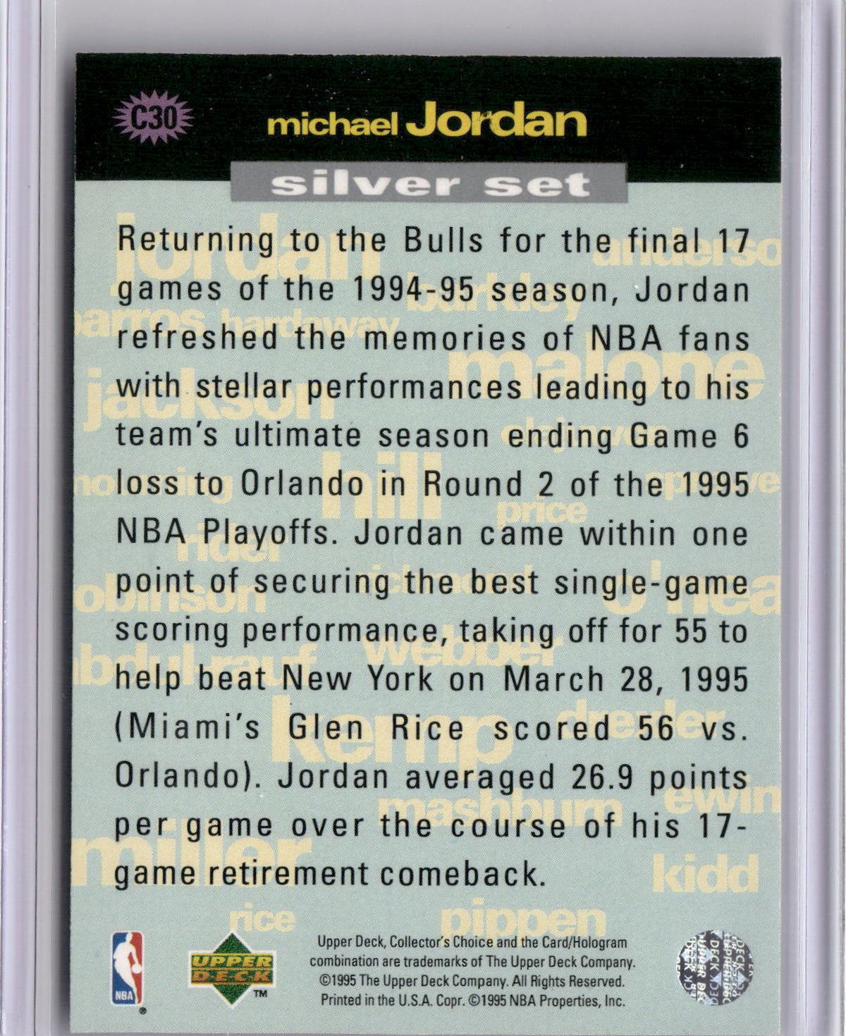 1995-96 Collector's Choice #C30 Michael Jordan Exchange: Scoring-2