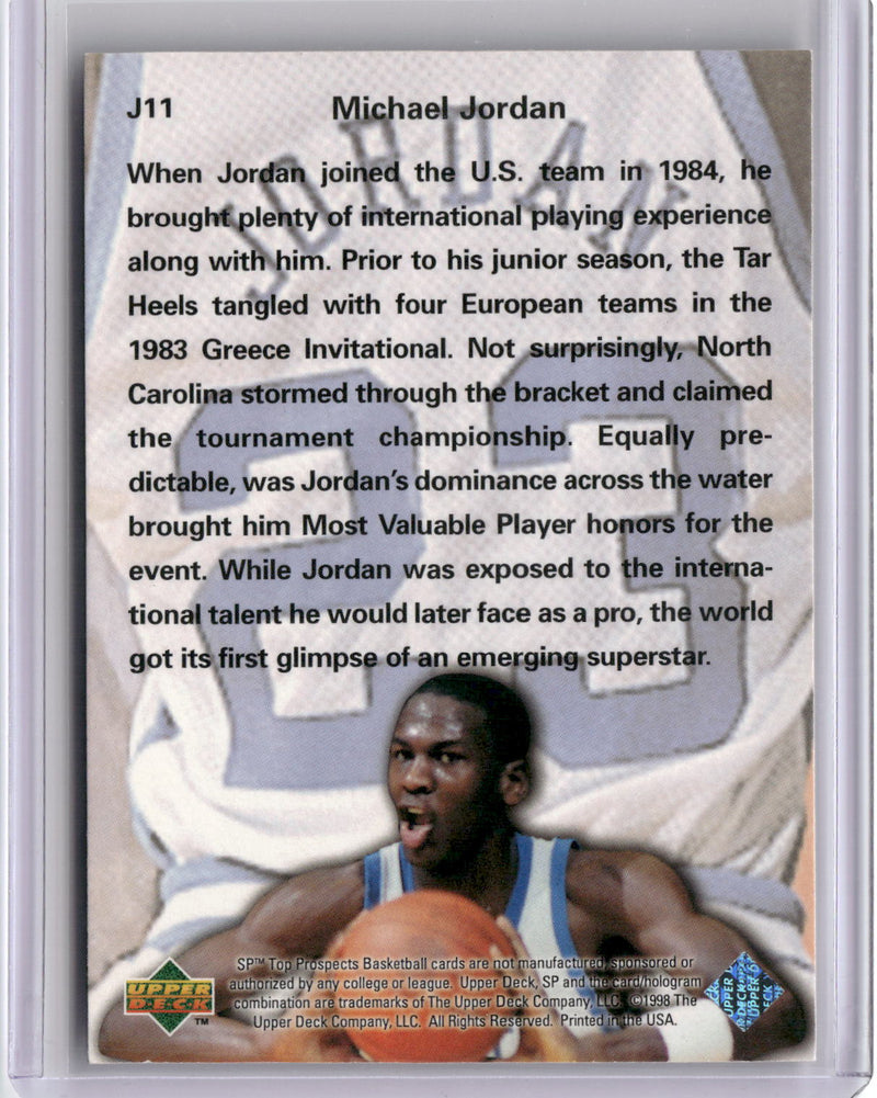 1998 SP Top Prospects #J11 Michael Jordan Phi Beta Jordan-2