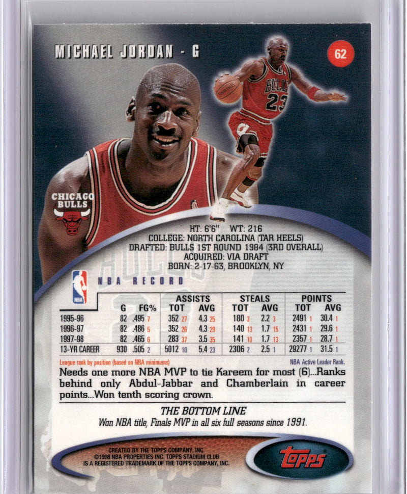 1998-99 Stadium Club #62 Michael Jordan-2