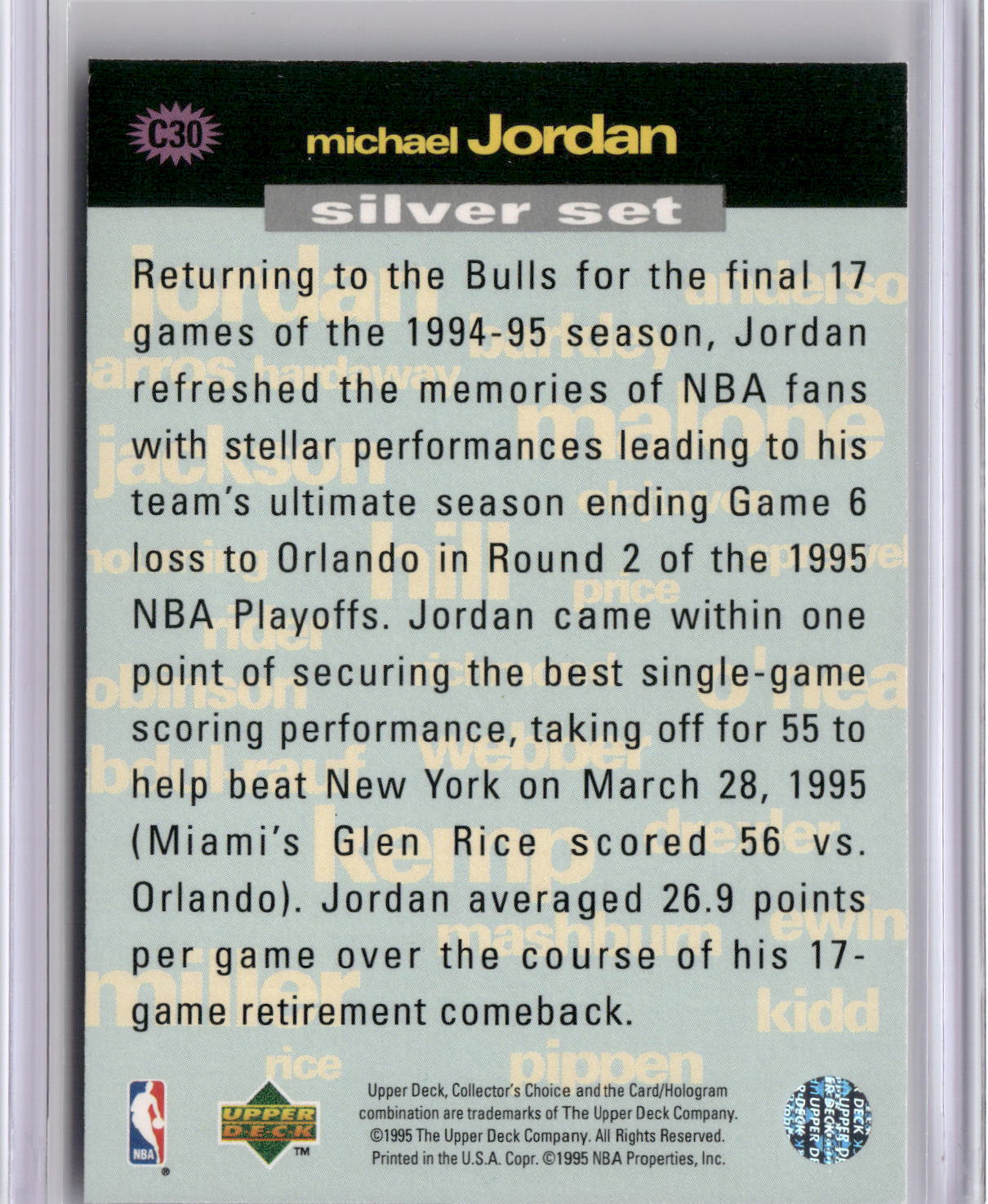 1995-96 Collector's Choice #C30 Michael Jordan Silver Exchange: Scoring-2