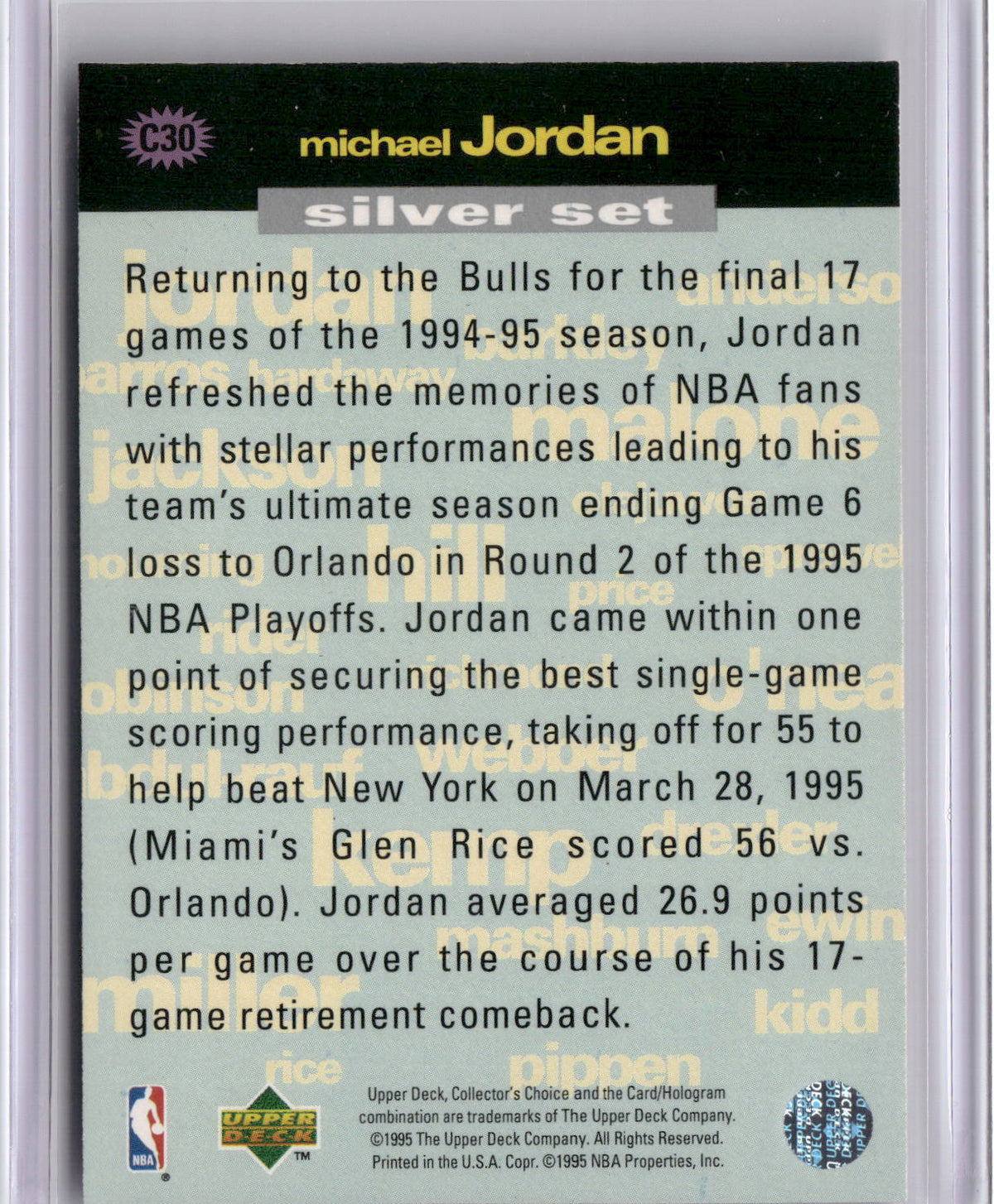 1995-96 Collector's Choice #C30 Michael Jordan Silver Exchange: Scoring-2