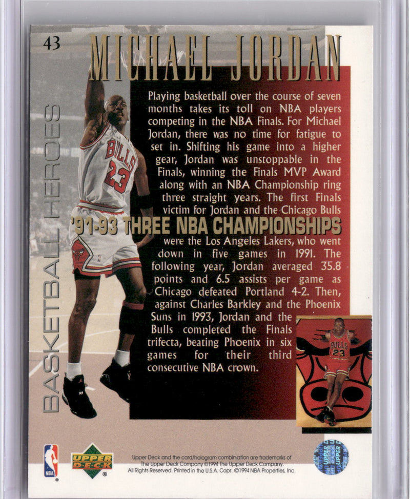 1994-95 Upper Deck #43 Michael Jordan Basketball Heroes: Michael Jordan-2