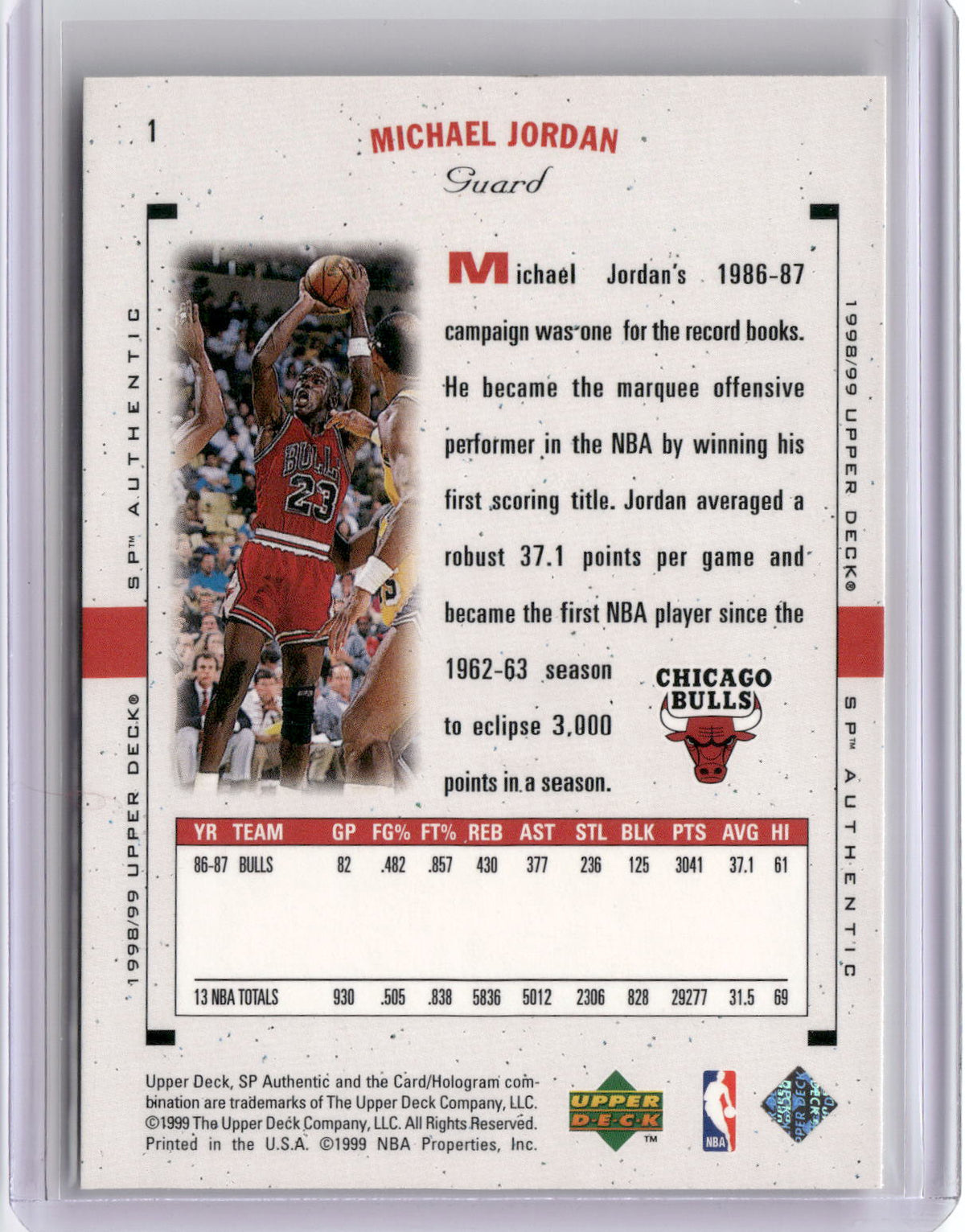 1998-99 SP Authentic #1 Michael Jordan-2
