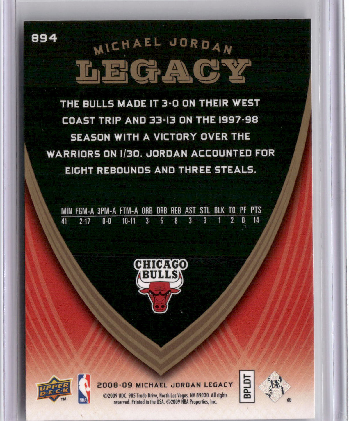 2008-09 Upper Deck Michael Jordan Legacy Collection #894 Michael Jordan-2