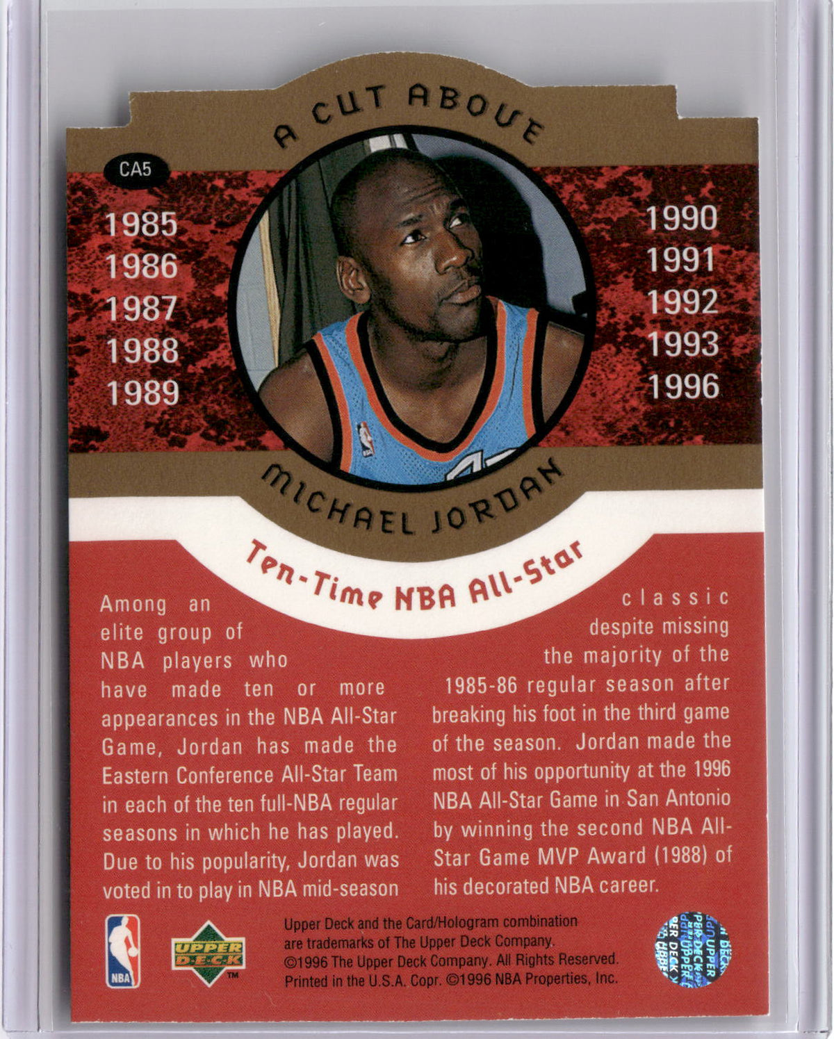 1996-97 Collector's Choice #CA5 Michael Jordan A Cut Above: The Jordan Years