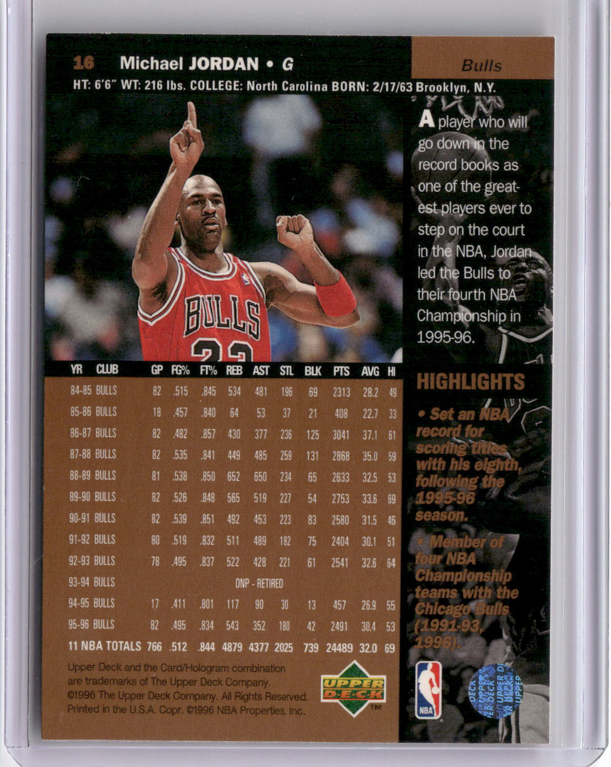 1996-97 Upper Deck #16 Michael Jordan-2