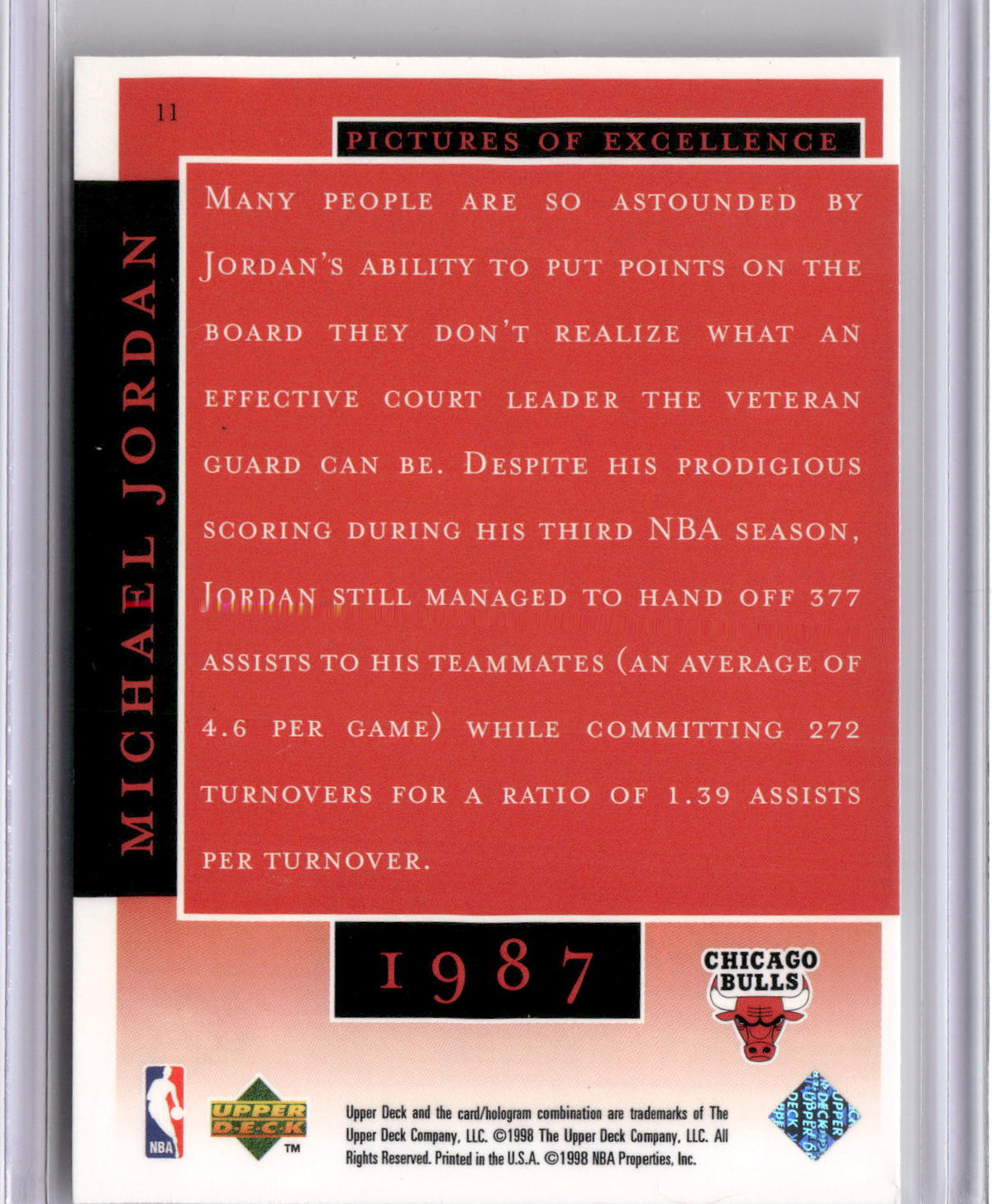 1998 Upper Deck Michael Jordan Career Collection #11 Michael Jordan-2