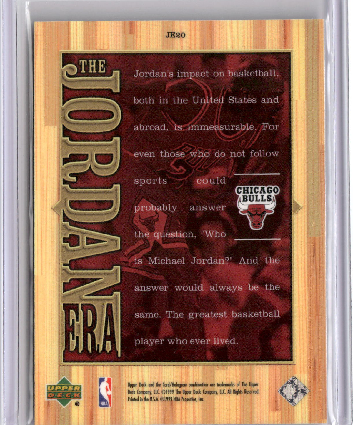 1999 Upper Deck Michael Jordan Athlete of the Century #JE20 The Jordan Era-2