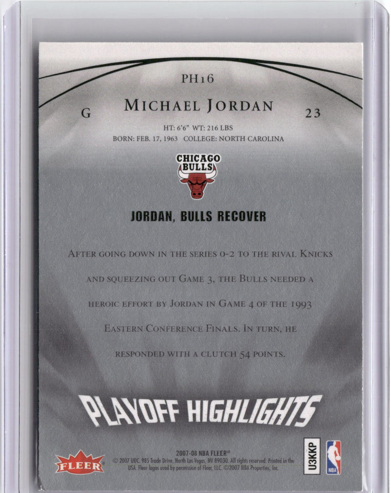 2007-08 Fleer Michael Jordan Box Set #PH16 Michael Jordan Playoff Highlights-2