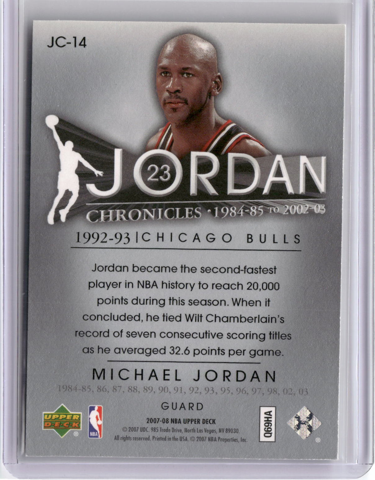 2007-08 Upper Deck #JC-14 Michael Jordan Jordan Chronicles-2