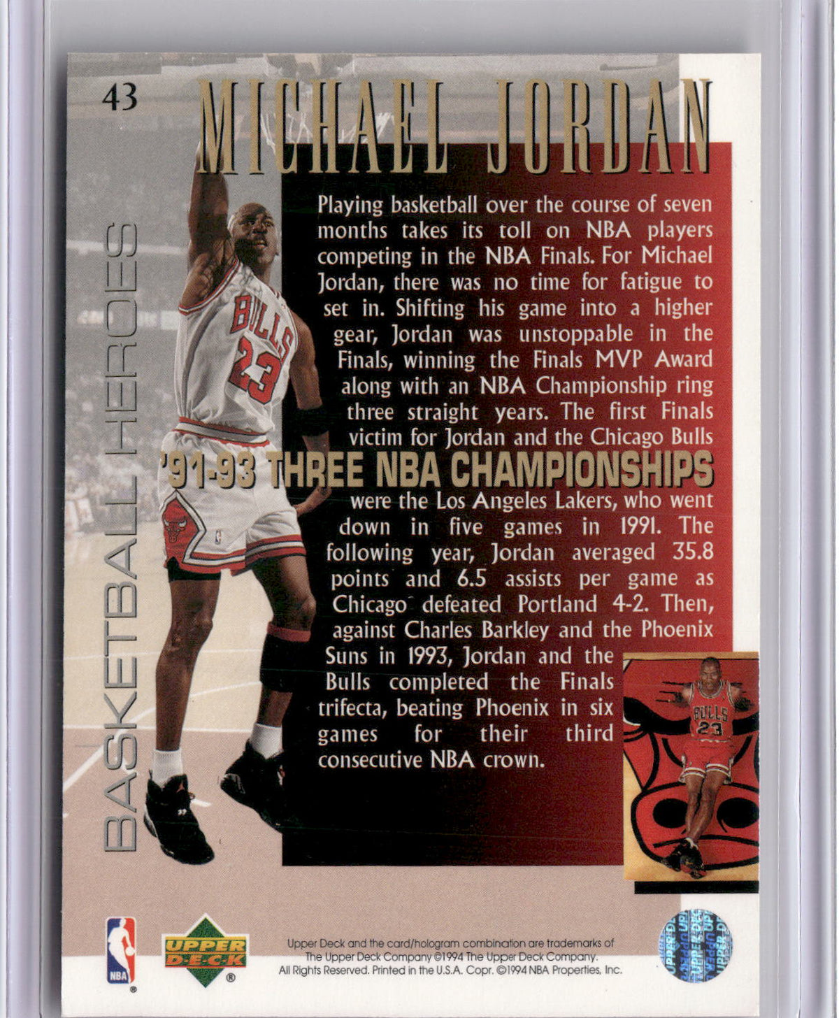 1994-95 Upper Deck #43 Michael Jordan Basketball Heroes: Michael Jordan-2