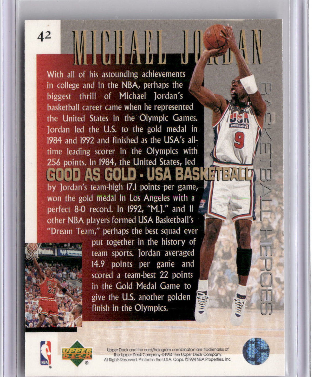 1994-95 Upper Deck #42 Michael Jordan Basketball Heroes: Michael Jordan-2