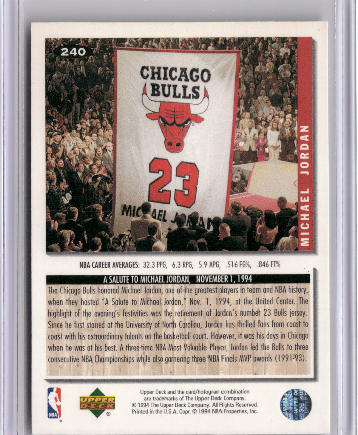 1994-95 Collector's Choice #240 Michael Jordan Silver Signature-2